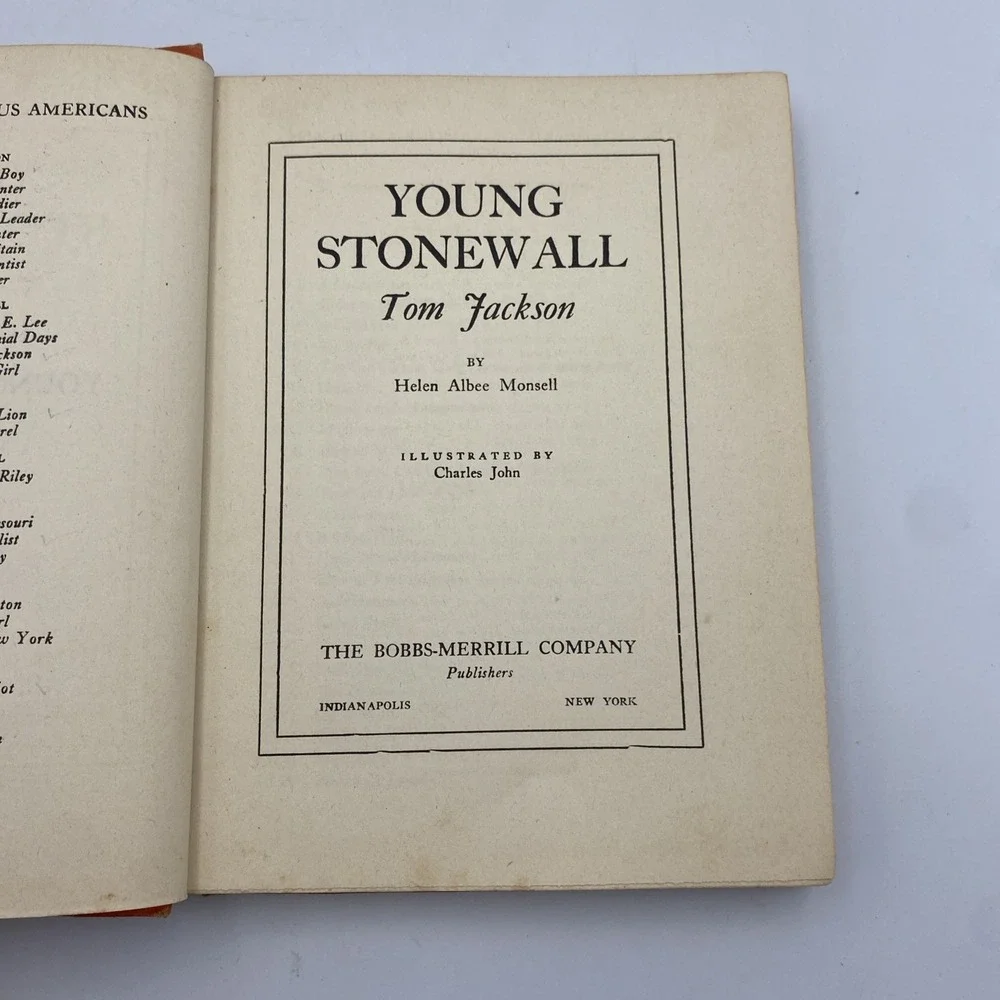 Vintage Young Stonewall Tom Jackson by Helen Albee Monsell‎ HC 1942 1st Edition